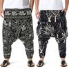 Herren Hose Bedruckt Tiefer Schritt Sommer Multi-Taschen Lockere Hose für Strand
