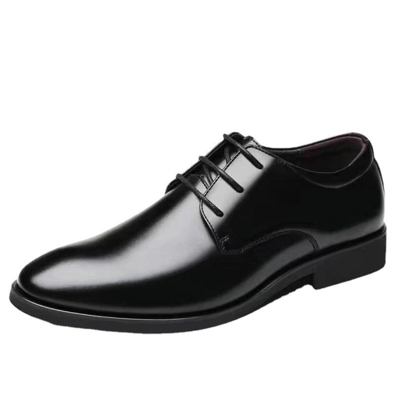 2024 Pánské kožené boty Šněrovací ležérní kožené boty Mládežnické business casual pánské boty