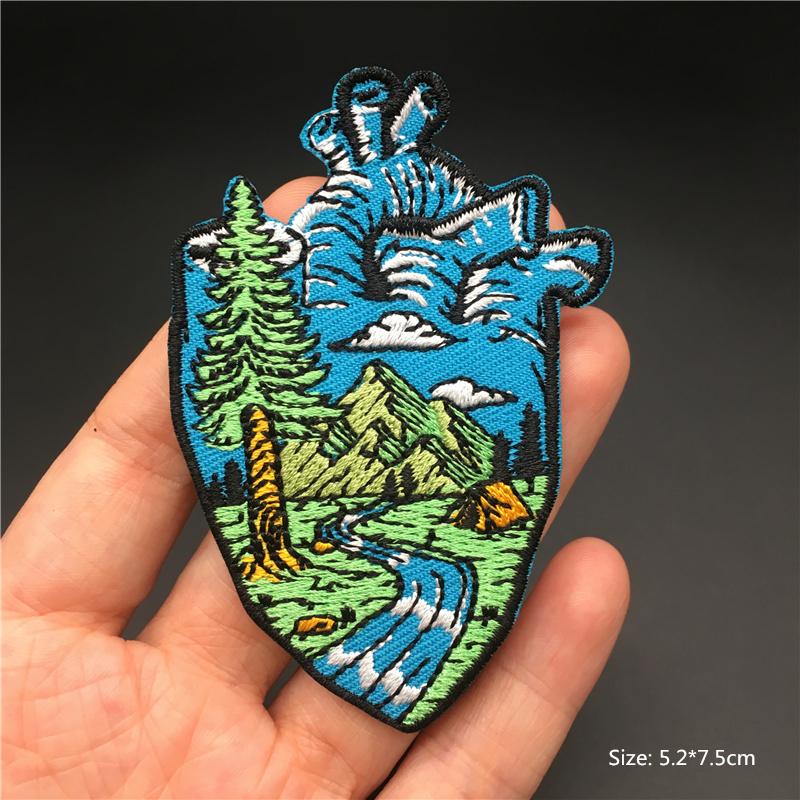 Embroidered Clothing Thermoadhesive Patches Iron-On Punk Landscape Embroidered Patches For Clothing Band Clorhing Stickers