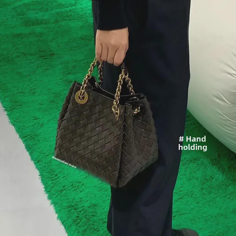 2025 Women's Handmade Leather Woven Chain Bag – Versatile Shoulder & Messenger Bag