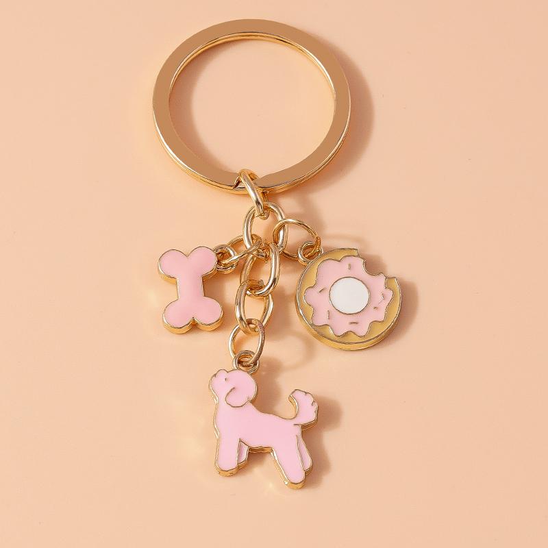 Cute Enamel Puppy Dog Keychain Cartoon Animal Key Ring Pendant for Women Girl Handbag Decor DIY Handmade Jewelry Gift