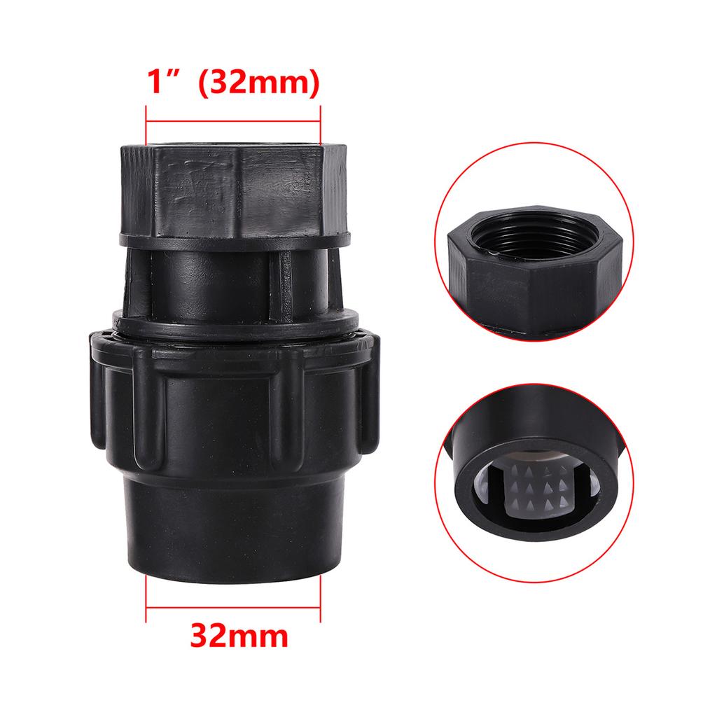 PE Pipe Black Straight Reducing Connector 20/25/32/40/50mm Tube Fitting 1/2" 3/4"1"1.2"1.5"Female/Male Thread Irrigation Adapter