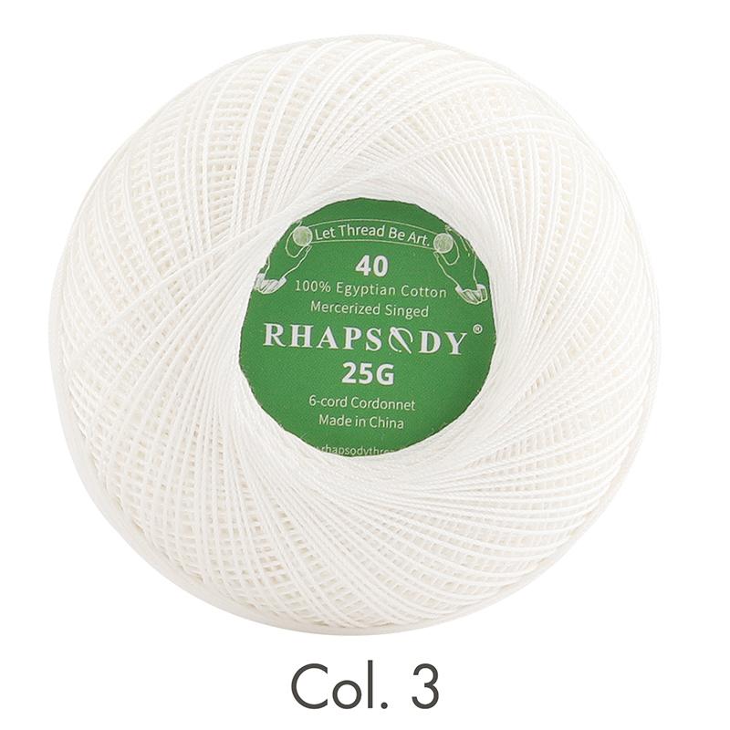 Rhapsody Premium Cotton Crochet Thread Size 40 for Tatting Needlepoint Knitting Bobbin Lace Quilting Sewing Mercerized