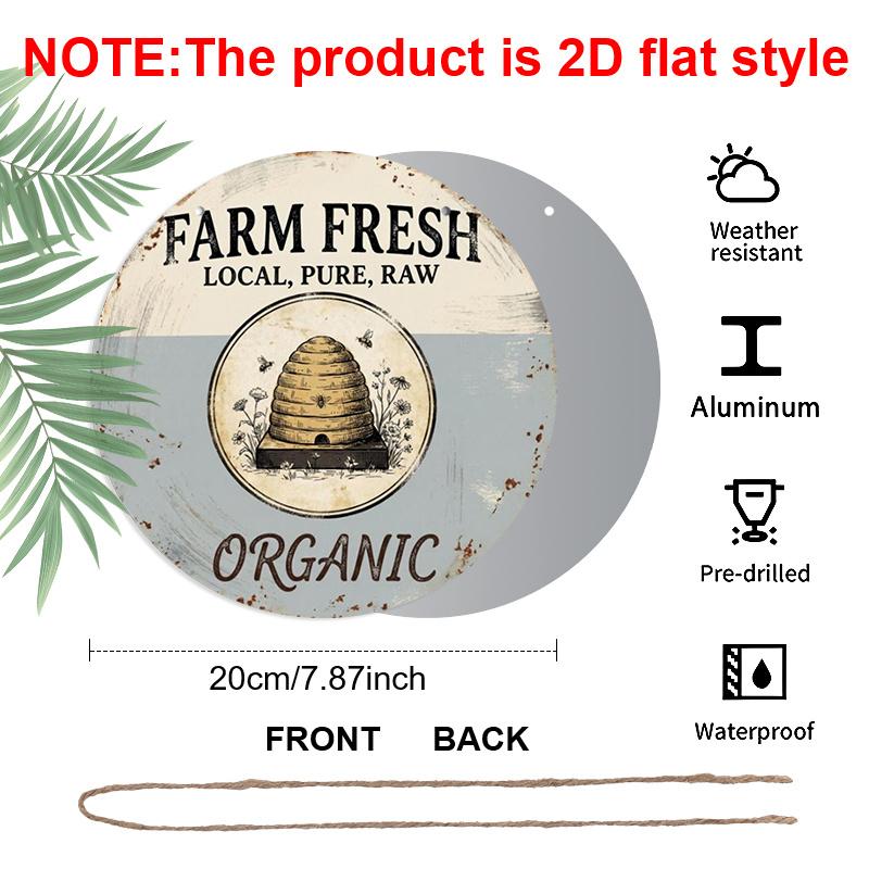 

2D Flat 1pc, 8x8 in, Fresh Local Farm Products Aluminum Metal Decorative Signs & Plaques, Durable Tin for Indoor/Outdoor Decoration, Suitable for 1pc