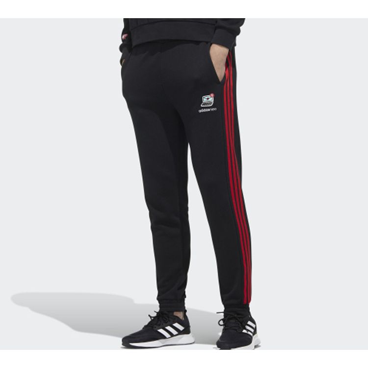 Adidas Side Stripe Straight-Leg Track Pants Men Bottoms Black FU0220