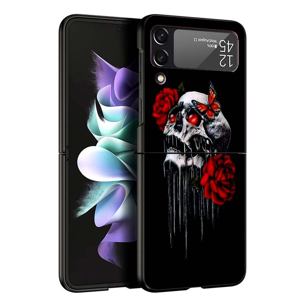 Human Skeleton Red Rose Phone Case For Samsung Galaxy Z Flip7 Flip6 5G Flip5 Flip4 Flip3 ZFlip 7 6 3 4 5 Shockproof Back Cover G