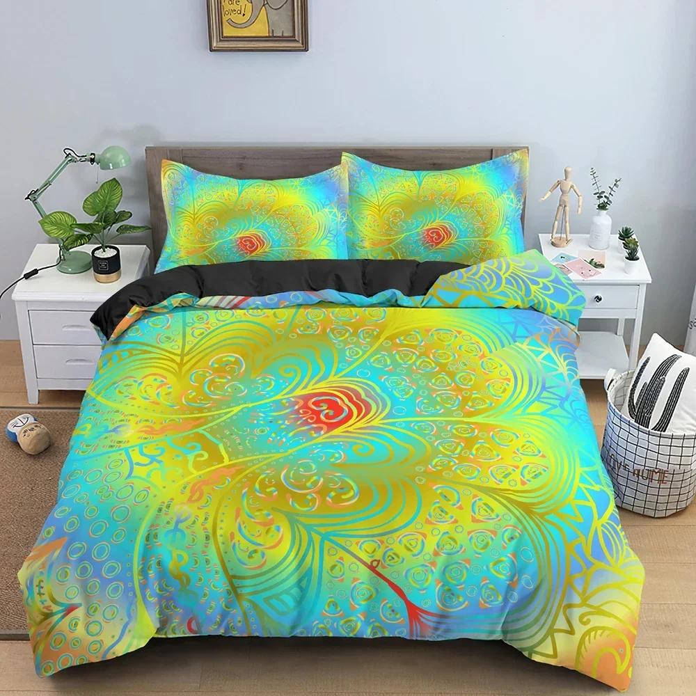 Ethnic Mandala Flower Bohemian Style Bedding Set Single Twin Double Queen King Cal King Size Bed Linen Set