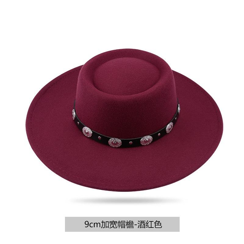 Autumn and winter hats women's large brim felt top hats men's and women's woolen jazz hats
