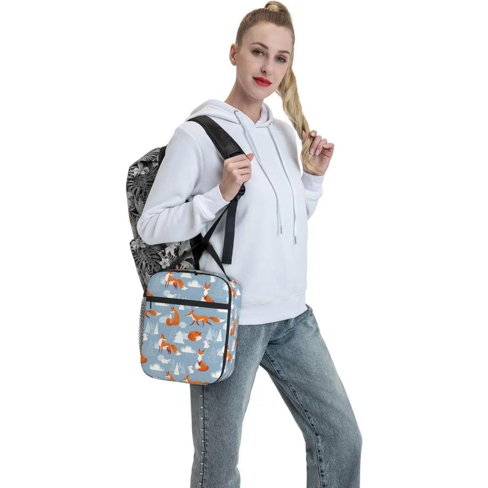 Fox Bunny Cloud Lunch Bag for Women Men Reusable Insulated Lunch Box Portable Lightweight with Side Pocket for Work Picnic