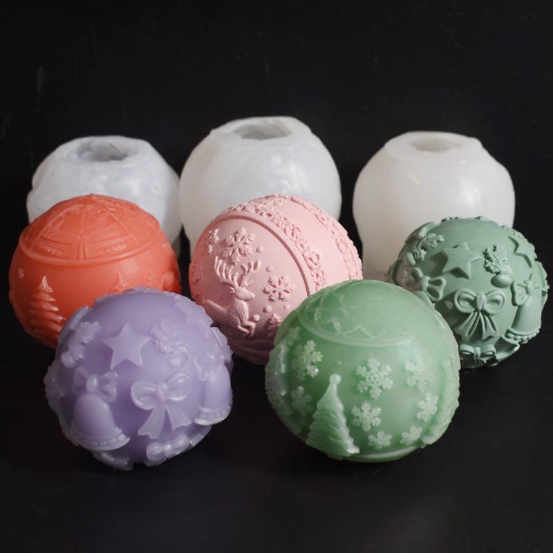 Spherical Candle Mold Non-Toxic Christmas 3d Relief Candle Mold Gypsum Ornament Mold High Quality For Diy Crafts Gypsum Home