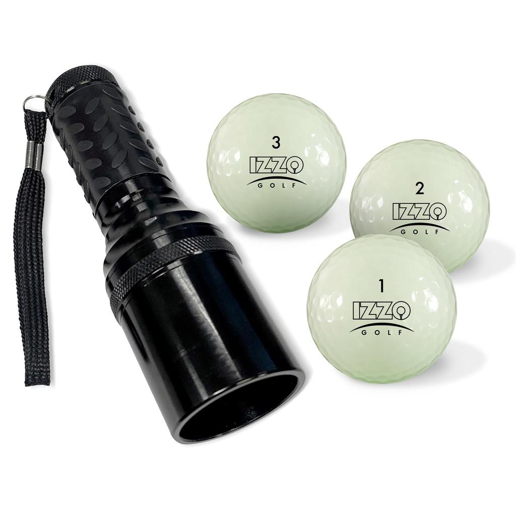 Izzo Golf Ball Set of 3 with UV Light Glowing Golf Ball USGA Official Specification Fluorescent Glowing Night Golf Night Golf Night Game Play 3P