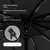 Fully Automatic Folding Umbrella with Black Coating, Business Umbrella, Dual-Use for Sun and Rain, Gift Umbrella, Black Manual Reinforced Umbrella