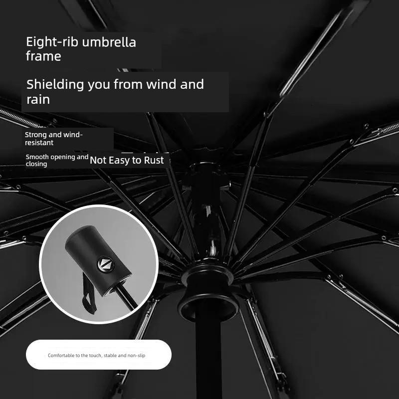Fully Automatic Folding Umbrella with Black Coating, Business Umbrella, Dual-Use for Sun and Rain, Gift Umbrella, Black Manual Reinforced Umbrella