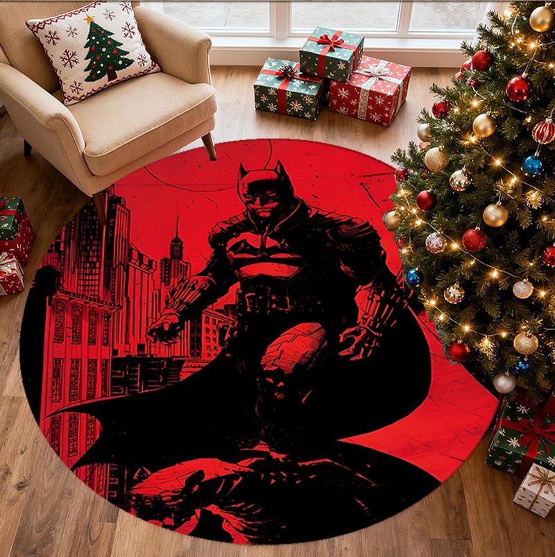 Superheroes Pattern Round Rug, Indoor/Outdoor Mat, for Picnic, Gameroom, Bedroom, Office, Living Room, Home Decor Carpet, Birthday Gift