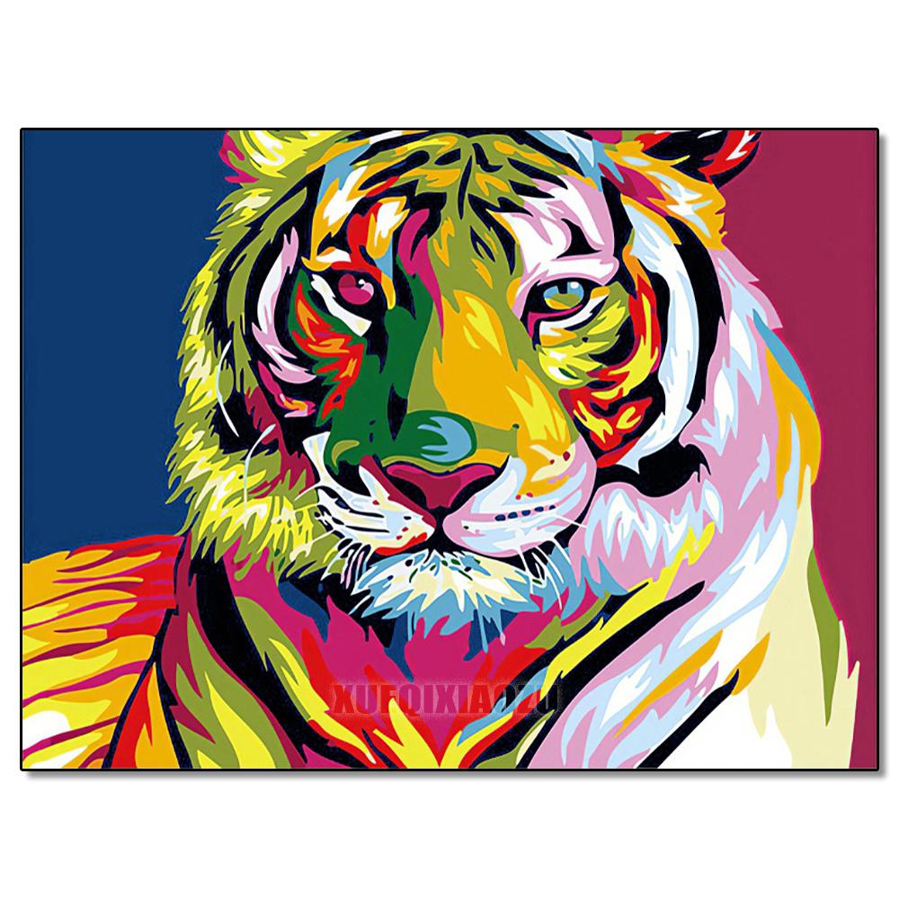 Peinture au Diamant 5D DIY Animaux Lion Chat Tigre Kit de Point de Croix Broderie Diamant Ronde Complète Mosaïque Artistique Image de Strass