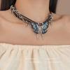 Sweet Cool Heavy Industry Rivet Butterfly Leather Rope Clavicle Chain Personality Diablo Unique Punk Trend Spice Girl Necklace