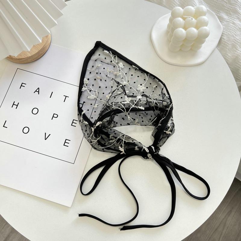 French Lace Scarf Triangular Binder Hair Band Photo Travel Photography Versatile Headdress Seaside Thin Scarf Shawl