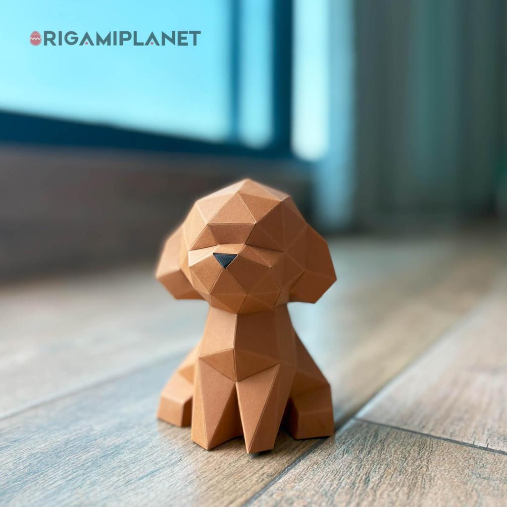 ORIGAMIPLANET Teddy 3D Origami Craft Kit for Easy Dog Paper Sculpture Cute 3D Animal Handmade Home Decoration Art Home Decoration Paper Craft Gift Set