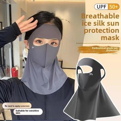 UPF 50+ Vollgesichtsmasken-Abdeckung Sonnenschutz Nackenwickel-Abdeckung Eis-Seiden-Gesichtsschleier für Männer Frauen