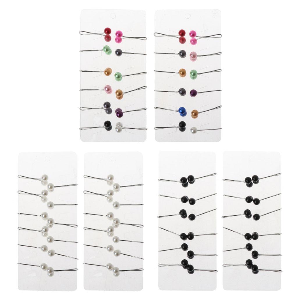 24PCS Muslim Hijab U-pin Pearl Clips Islamic Women Scarf Pin Fashion Accessories