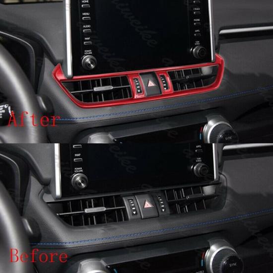 For Toyota RAV4 2019-2023 Gloss Red Central Console Air Outlet Vent Frame Trim