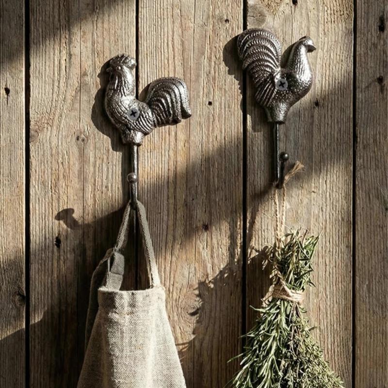Decorative Iron Chicken Hook For Wall With Functional Storage Space Unique Animal Theme Entryway Hanger for Coat Key