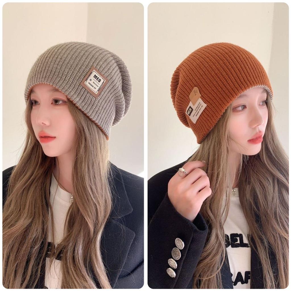 Neuer doppelseitiger Wollhut für Kinder, verdickter warmer und vielseitiger Strickhut für Herbst und Winter, großer Kopfumfang, der das Gesicht zeigt, klein