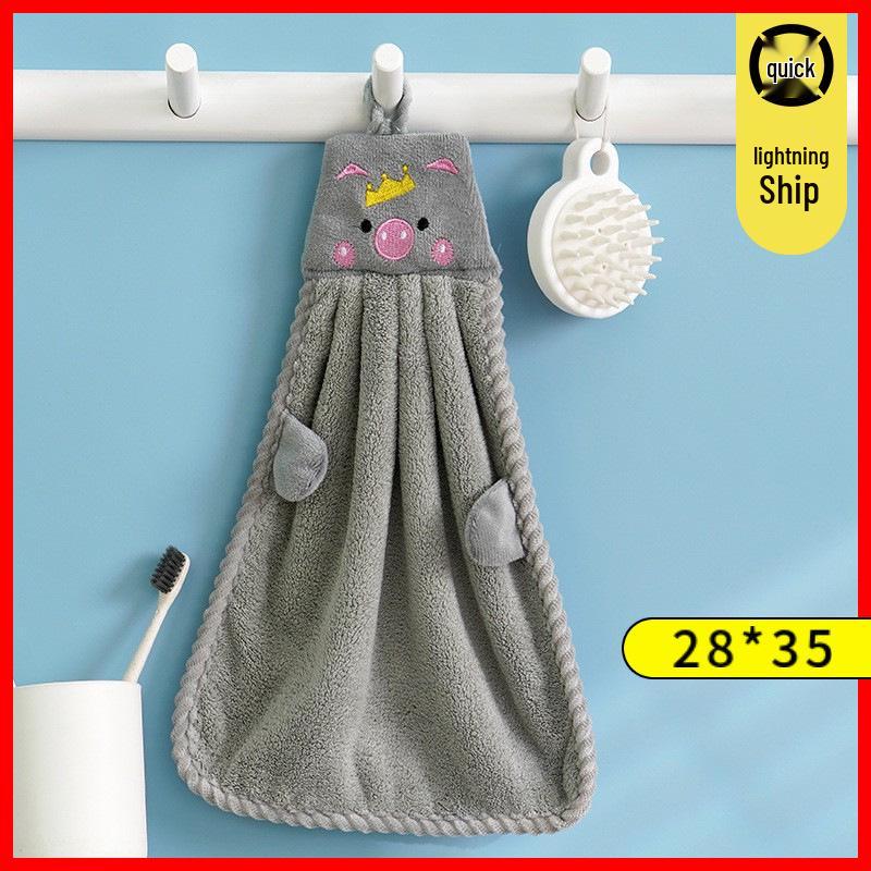 Coral Fleece Goose Hand Towel - Absorbent & Cute for Kids' Bathroom or Kitchen