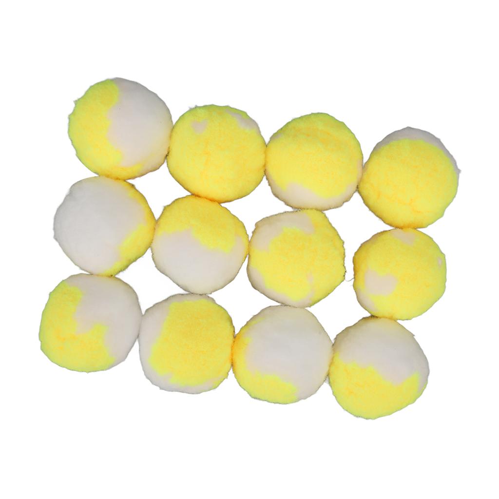 12pcs Cat Toy Balls Soft Elastic Quiet Interactive Plush Kitten Chewing Ball for Indoor Training Playing Yellow