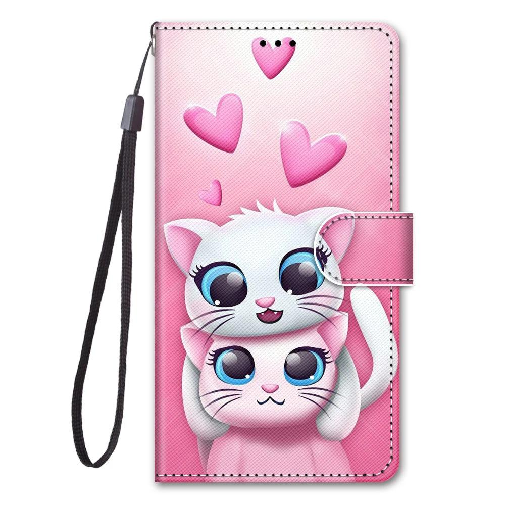 Leather Flip Phone Case For Xiaomi Redmi Note 7 8 Pro 8T 9 Pro 9S Lion Cat Flower Butterfly Painted Wallet Card Holder Cover