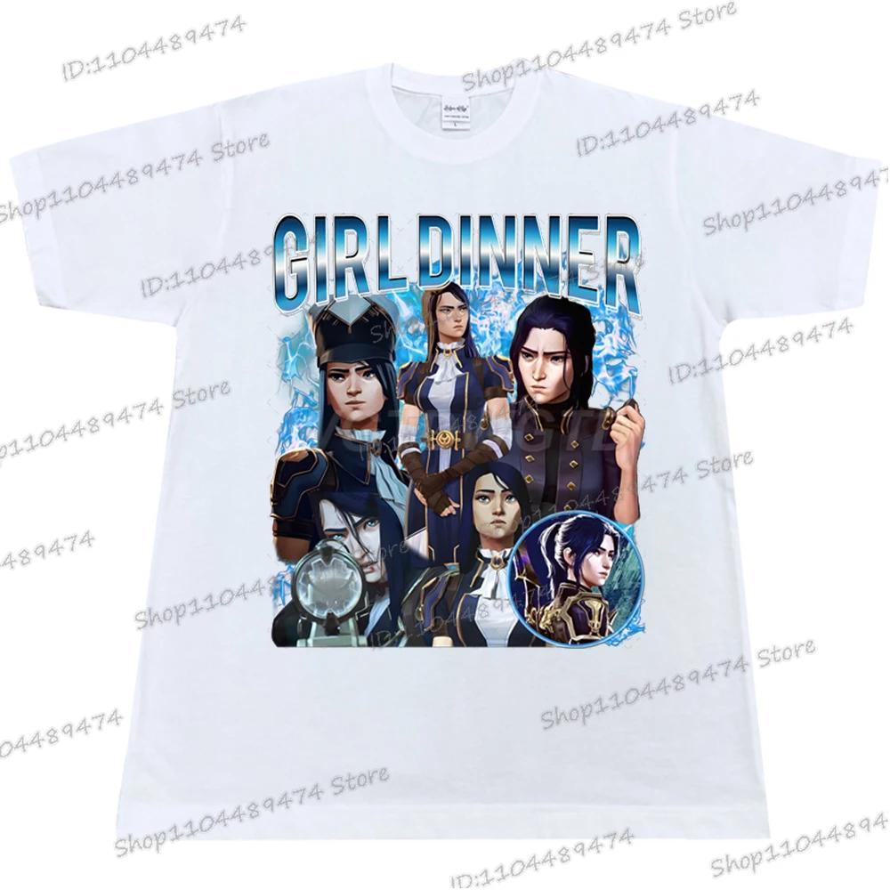 Caitlyn Arcane League of Legends Tričko Módní Anime Oblečení Streetový Styl Trička Arcane Caitlyn Dívčí Večeřové Oblečení Bavlna