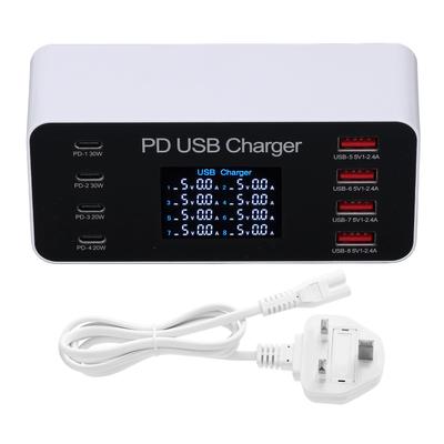 65W 8 Port USB Şarj İstasyonu Çok Portlu USB Hub Şarj Cihazı LCD Ekran QC3.0 PD30W USB C for IOS