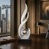 Feng Shui Wealth Ornament Abstract Decorative Sculpture with Clear Crystal Ball Modern Flowing Curve Tabletop Decor Statue Exquisite Home Accents for