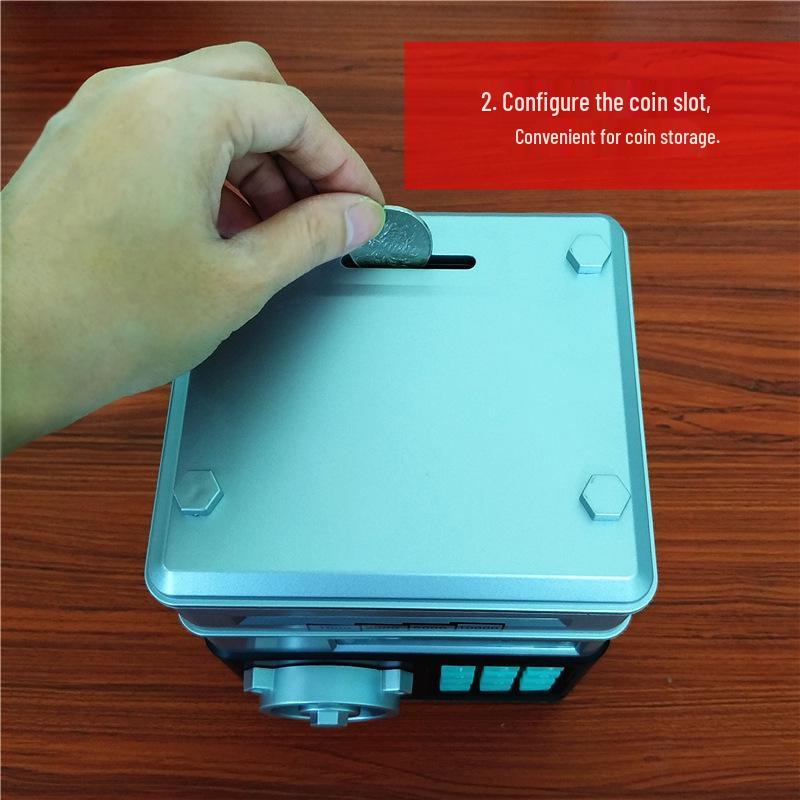 Internationales Sparschwein im Geldautomaten-Stil: Münzbetriebener, sprachaktivierter, rollender Münz-Elektroniksafe für Kinder