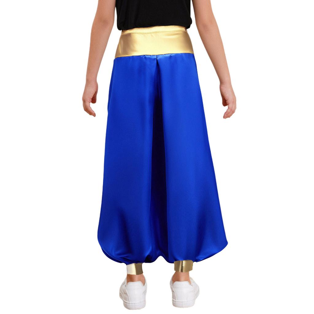 Boys Arabian Prince Costume High Waist Loose Harem Pants Casual Baggy Dance Pants Halloween Outfit