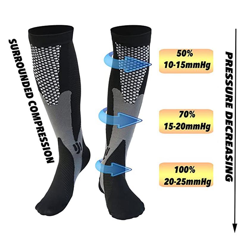 6Pairs New 20-30Mmhg Compression Socks High Stockings For Men & Women Sports Marathon Cycling Football Varicose Veins Eu35-45