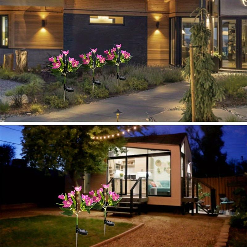 Solar Garden Lights Outdoor Solar Garden Lights with Orchid Flower Lights Waterproof Solar Lawn Lights for Garden Lawn Decor