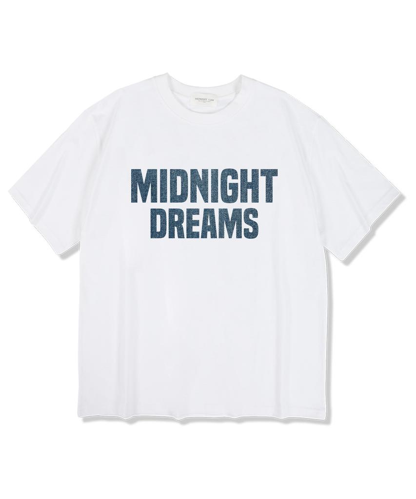 MIDNIGHT12AM Denim Night Short Sleeve T-Shirt White