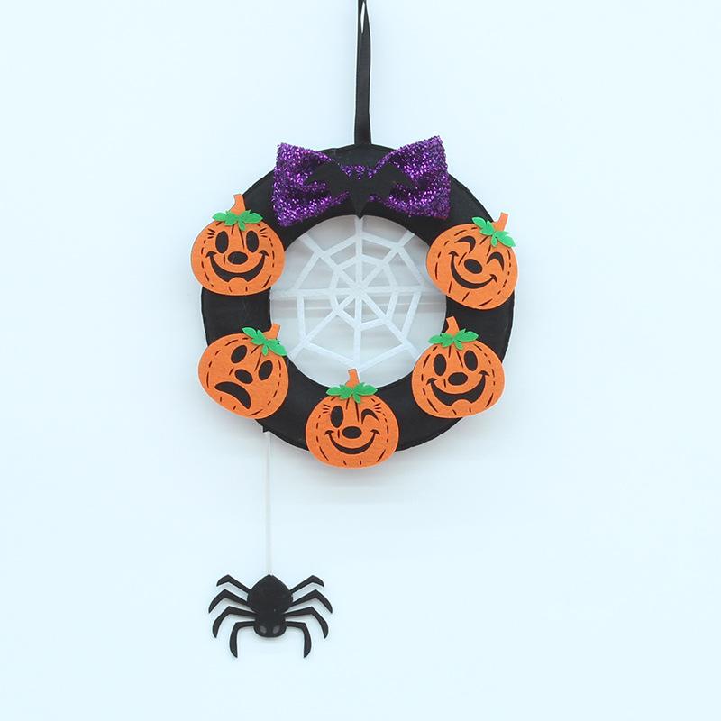 

Цветочный венок, праздничные подвесные украшения для Хэллоуина, фетровая ткань, тыквенный череп, забавное украшение для домашней вечеринки, реквизит для создания атмосферы оранжевый
