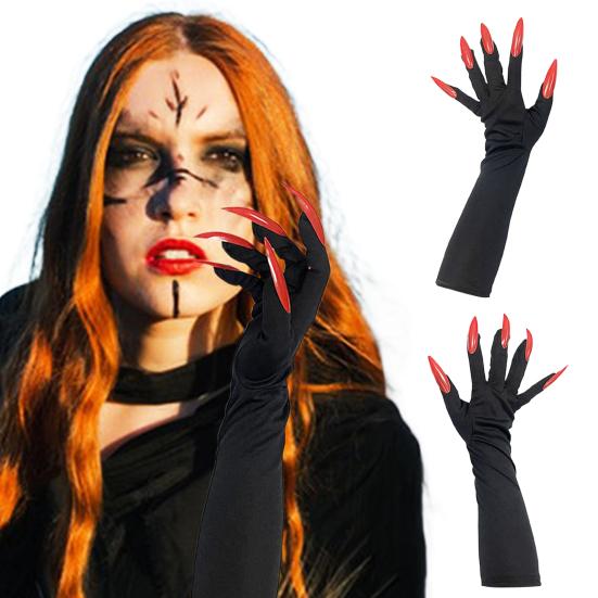 Halloween Gloves Long Section Ghost Claw Gloves Cosplay Gloves with Long Nails