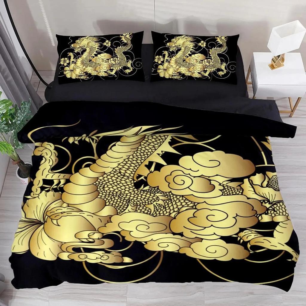 Yellow Eye Of Black Dragon Duvet Cover Set Fantasy Dragon Large Monster Gothic Bedding Sets Dragon Eyes Comforter Cover