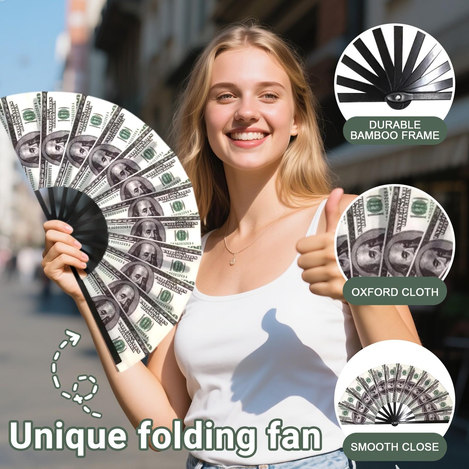 

Подходит для веера для ботинок на земле, большого складного ручного веера, складного поп-ап веера для рукоделия, подходит для линейных танцев, фестиваля, танцев, вечеринки One Size