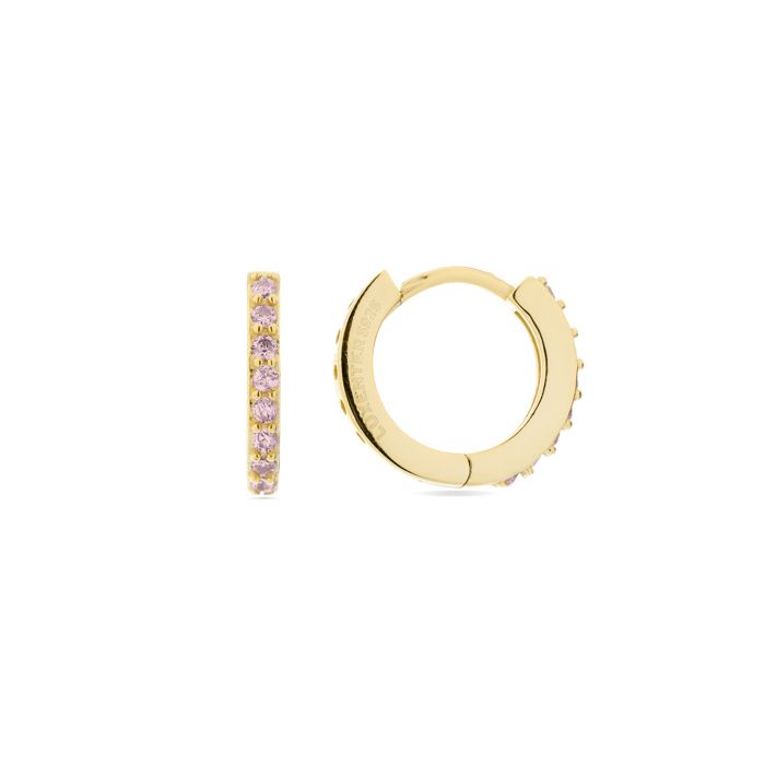 Boucles d'oreilles Luxenter en argent 925 avec zircon rose et finition or jaune 18 carats - Valarys
