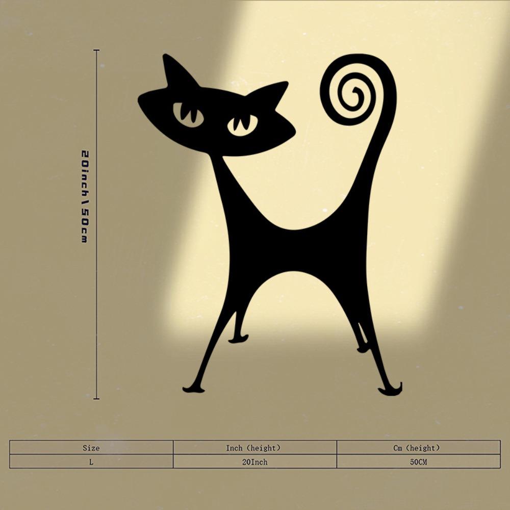1pc Atomic Cat Metal Wall Art Mural Statue for Living Room Halloween Gift Cat Lovers Powder Coated