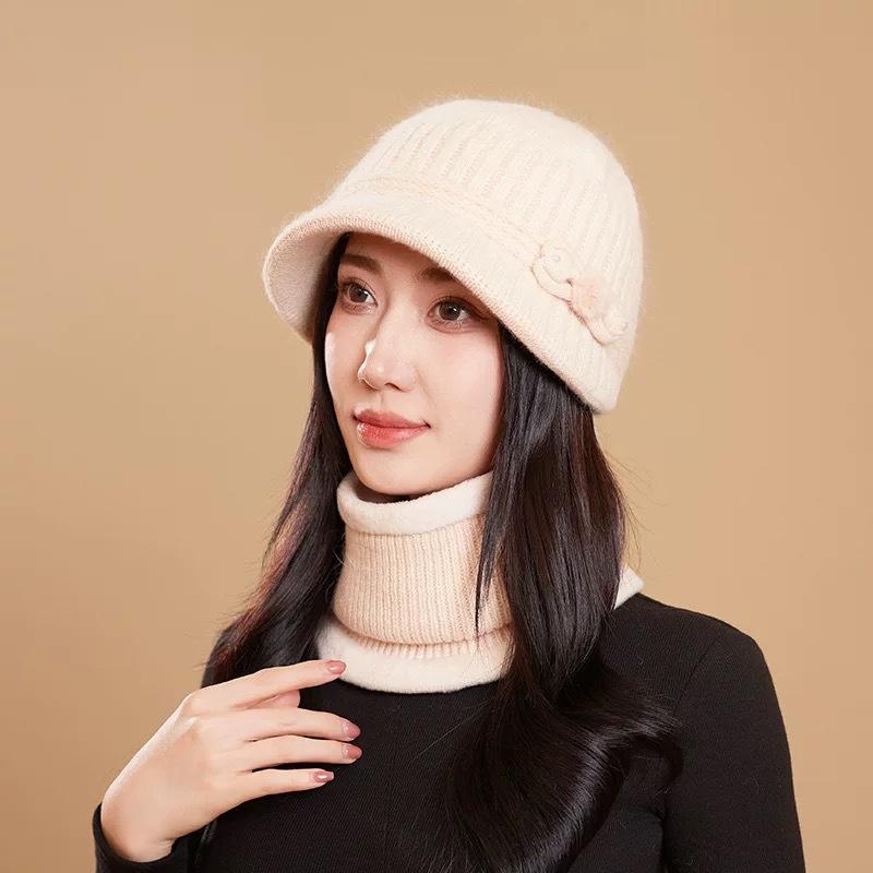 Bucket Hat Autumn Hat Ladies Winter Warm Wool Hat Basin Hat