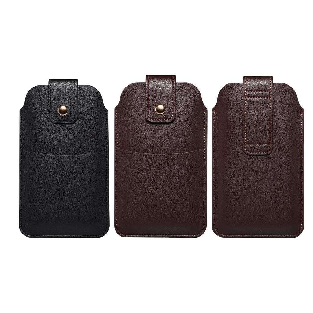 Slim Outdoor Leather Fanny Pack with Card Slots & Magnetic Buckle Phone Case