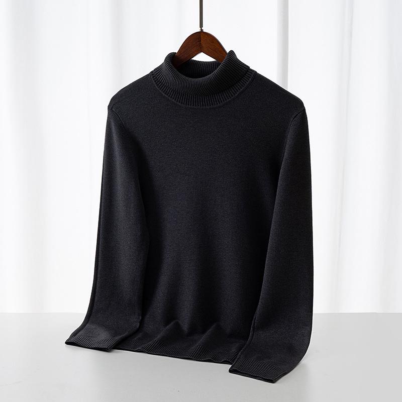 

Men s Solid Color High Neck Modal Knit Sweater - Autumn Winter Pullover Top 2XL