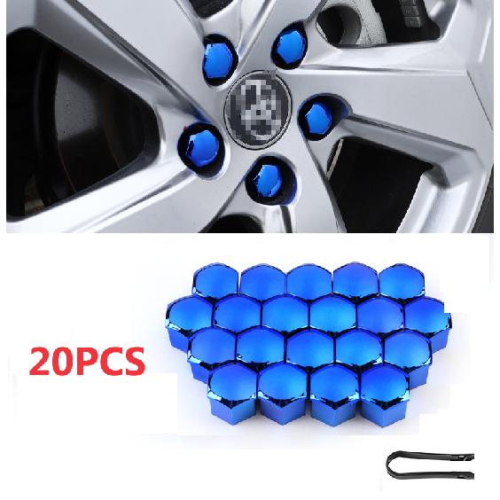 20x Chrome 19mm Car Wheel Nut Lug Dust Cover Tire Bolt Hub Screw Cap Protector