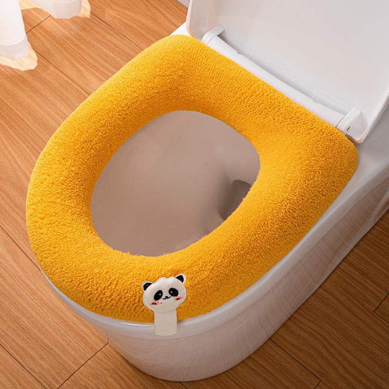 

Knitted soft Toilet seat Pad Cute Panda Winter Warm Toilet Mat Covers Four Seasons Universal WC Cape Washer Home Potty Cushion жовтий
