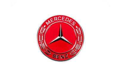 Cap Instead of Emblem On the Hood of Mercedes (red, 57mm)